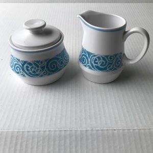 Vintage Noritake Progression China “Milburn”Lidded Sugar Bowl And Creamer